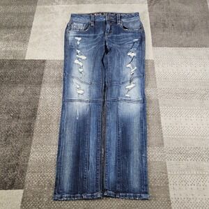 ROCK‎ REVIVAL JEANS PHIOX SLIM STRAIGHT MENS SIZE 30X30 BLUE DISTRESSED